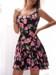 μινι φορεμα μαυρο με τριανταφυλλα - maya