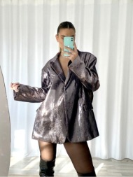 γκρι ασημι boxy σακακι  ...