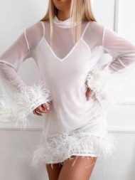 λευκο τουλινο φορεμα  ...