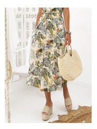 φουστα λινη εμπριμε - tropicana