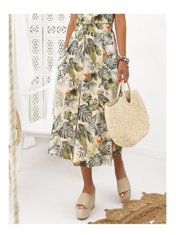 φουστα λινη εμπριμε - tropicana