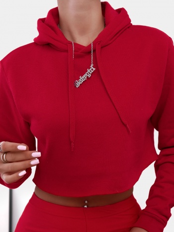 φουτερ crop κοκκινο - crop hoodie σε προσφορά