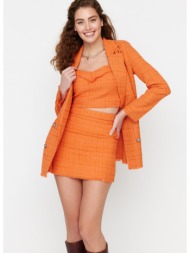 trendyol orange zipper skirt