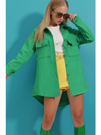 trend alaçatı stili women`s green double pocket quilted σε προσφορά