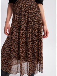 gusto leopard patterned pleated skirt - camel