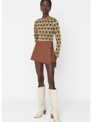 trendyol brown lacing detail shorts & bermuda