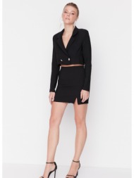 trendyol black slit detailed skirt