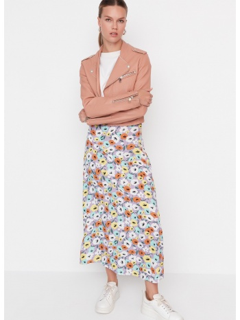 trendyol lilac floral patterned high waist viscose skirt σε προσφορά