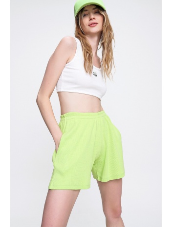 trend alaçatı stili women`s pistachio cotton bermuda shorts σε προσφορά