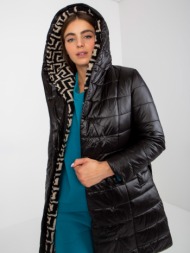 black quilted transition jacket with bindings
