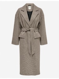beige ladies checkered coat with wool only lipa - ladies