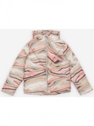 pink-beige girly patterned quilted hooded jacket tom tailor - girls