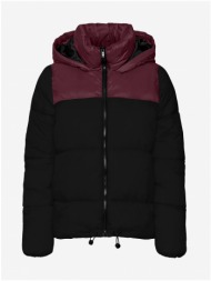 burgundy-black quilted winter hooded jacket noisy may ales - women