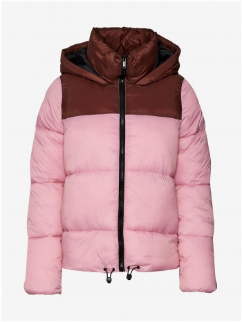 brown-pink quilted winter jacket with hood noisy may ales  σε προσφορά