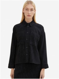black ladies striped shirt jacket tom tailor - women