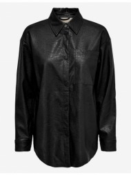 black leatherette shirt jacket only mia - women