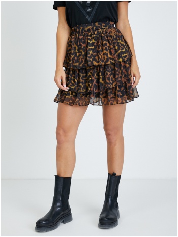 brown patterned ruffle skirt guess nancy - women σε προσφορά