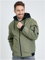 khaki men`s lightweight jacket with detachable hood tom tailor denim - men