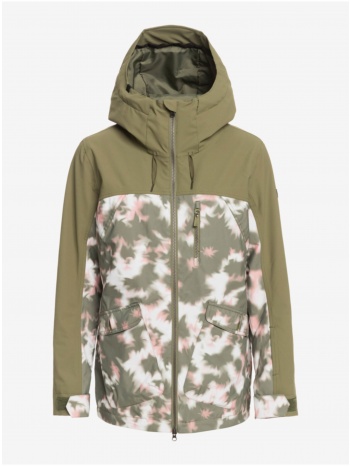 khaki women`s winter patterned jacket roxy stated - women σε προσφορά