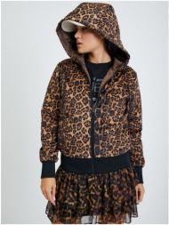 brown women`s patterned double-sided jacket guess madeleine - women