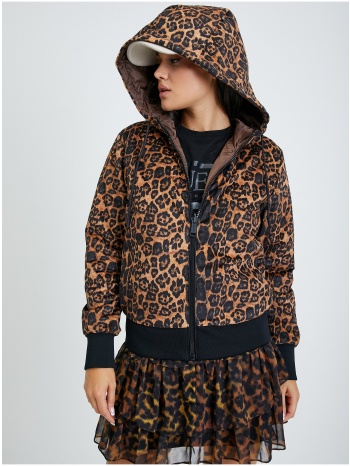 brown women`s patterned double-sided jacket guess madeleine σε προσφορά