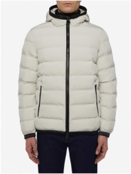 light grey men`s quilted winter jacket with geox hood - men