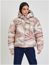 pink-beige women patterned winter quilted jacket tom tailor - women