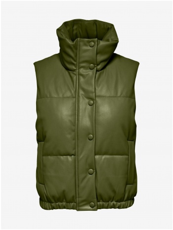 khaki quilted leatherette vest jdy lucy - ladies σε προσφορά