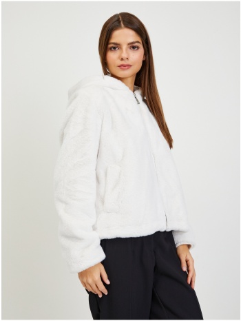 white women`s faux fur jacket guess theoline - women σε προσφορά