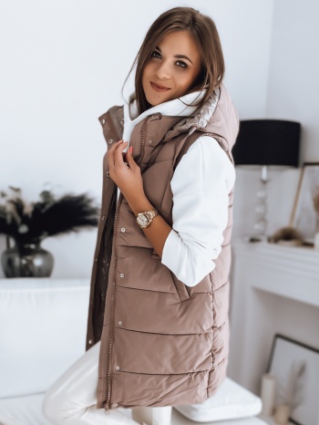 women`s quilted vest tolis coffee dstreet σε προσφορά