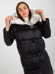 black-beige down winter jacket 2in1 with detachable sleeves