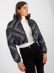 black short quilted down jacket without hood