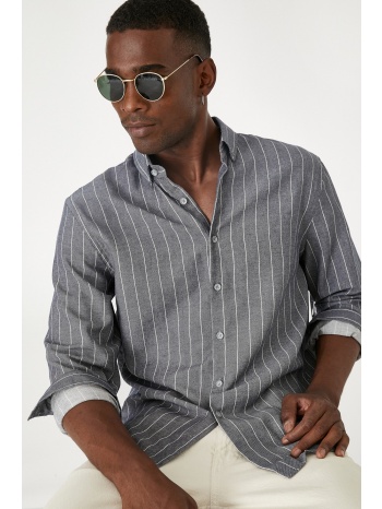 koton men`s gray striped shirt σε προσφορά