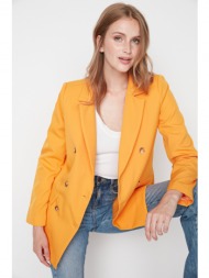 trendyol orange button and pocket detailed blazer jacket