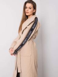 lady`s beige coat with belt