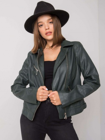 dark green eco-leather jacket σε προσφορά
