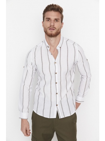 trendyol khaki men`s slim fit shirt collar epaulette σε προσφορά