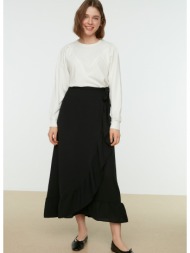 trendyol black wrap skirt