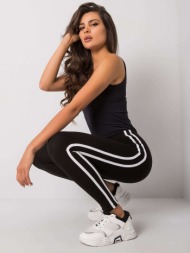 women`s black leggings with stripes