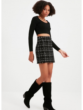 trendyol black tassel detailed tweed mini skirt σε προσφορά
