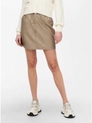 beige women`s leatherette short skirt only maureen - women