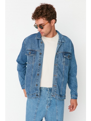 trendyol blue men`s regular fit denim jacket σε προσφορά