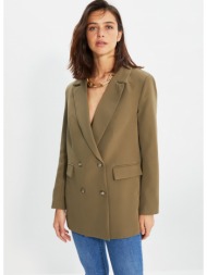trendyol open khaki buttoned oversize blazer jacket