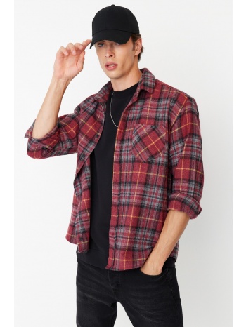 trendyol claret red men`s oversize shirt collar lumberjack σε προσφορά