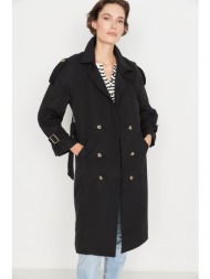 trendyol trench coat - black - double-breasted