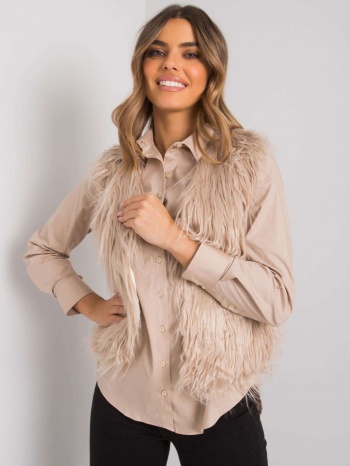 beige women`s fur vest moncalieri och bella σε προσφορά
