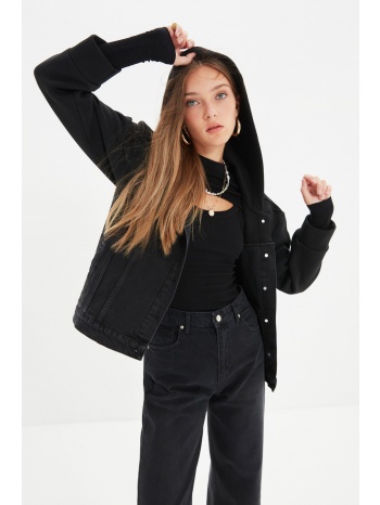 trendyol black hooded denim jacket σε προσφορά