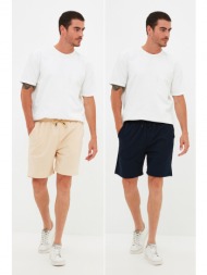 trendyol navy blue-stone men regular fit 2-pack shorts & bermuda