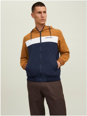 brown-blue lightweight jacket with zipper and hood jack  σε προσφορά