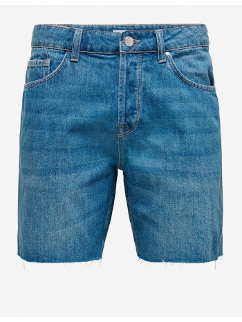 blue denim shorts only & sons avi - men`s σε προσφορά